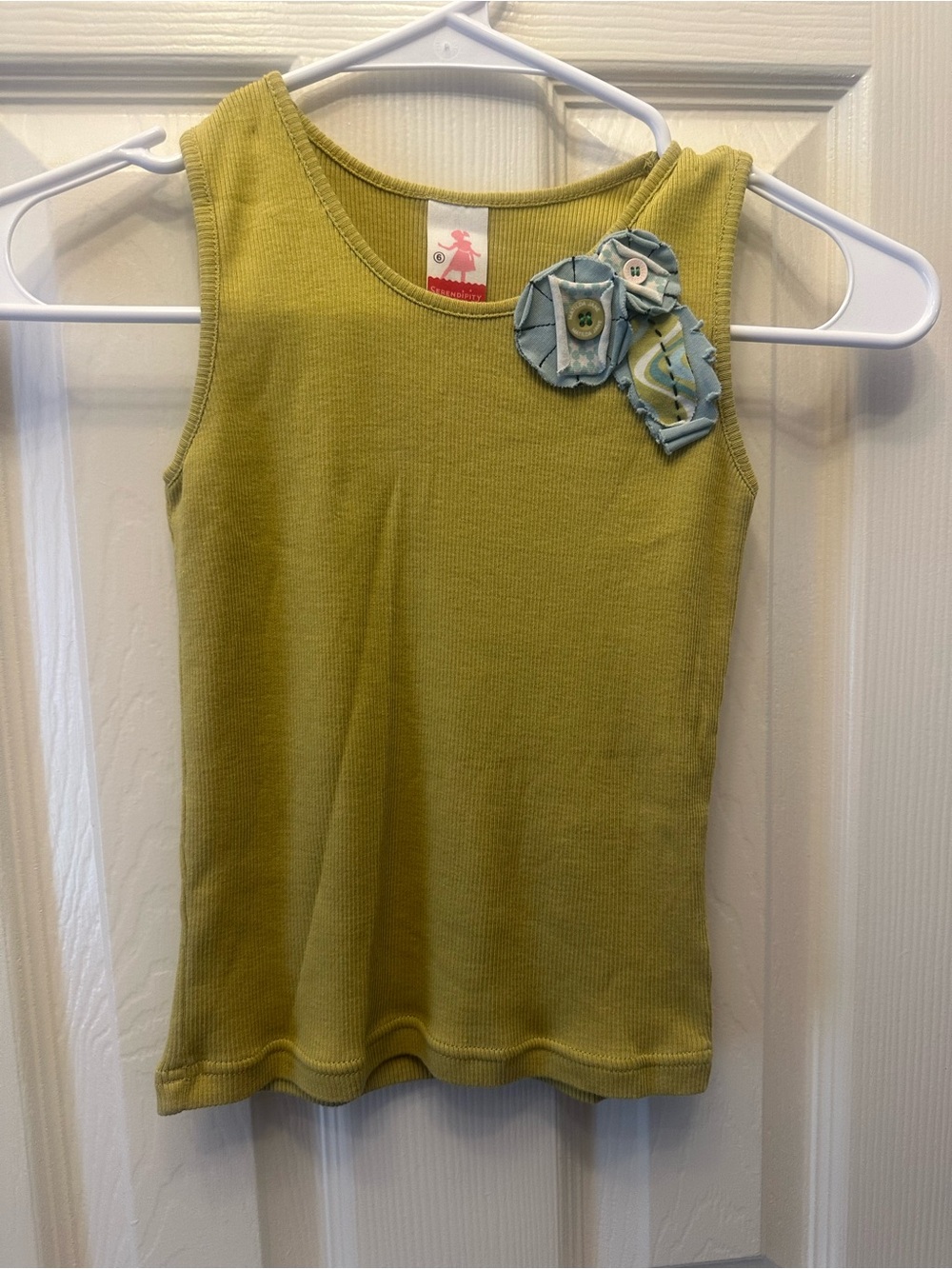 Matilda Jane Olive Green Ribbed Tank with Fabric Flower Accent